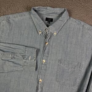 J. Crew Shirt Mens XL Blue Chambray Long Sleeve Button Down Pocket Work Wear